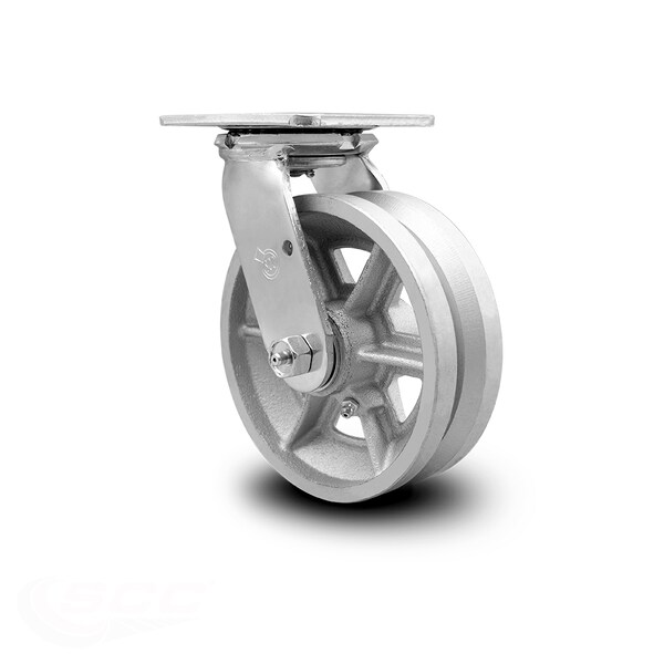 6 Inch V Groove Semi Steel Wheel Swivel Caster with Roller Bearing SCC